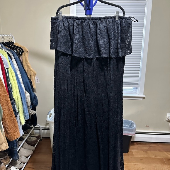 EUC Size 3x Black Lace Strapless Maxi Dress - Picture 5 of 8